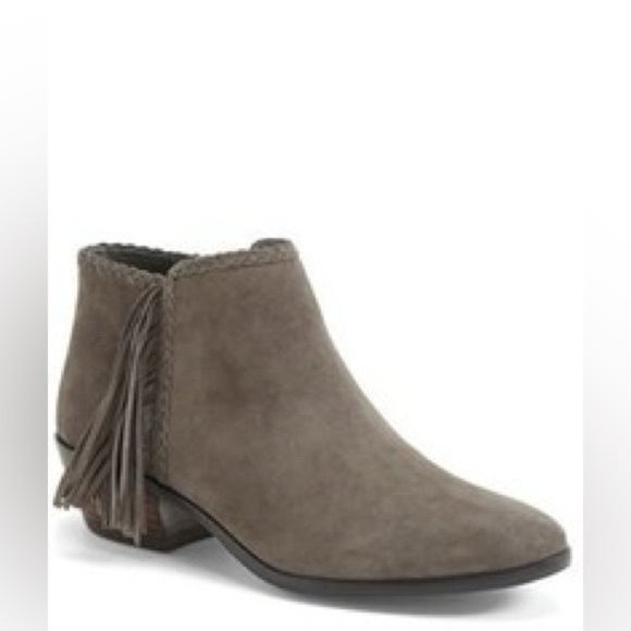 Sam Edelman Paige Velvet Fringed Ankle Bootie Gray Size 8 EUC - Picture 2 of 8
